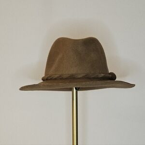 D&Y Brown Wool Fedora Hat with Braided Band